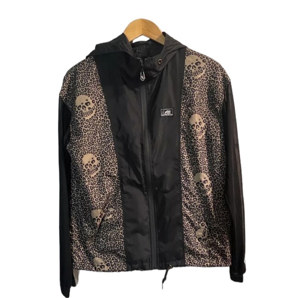 Lurking Class Skull Lightweight Hoodie Jacket Sheer Sleeve, size L